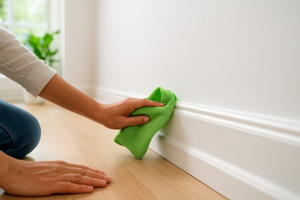 Baseboard and trim detail cleaning service in Huntersville NC by Home Grooming